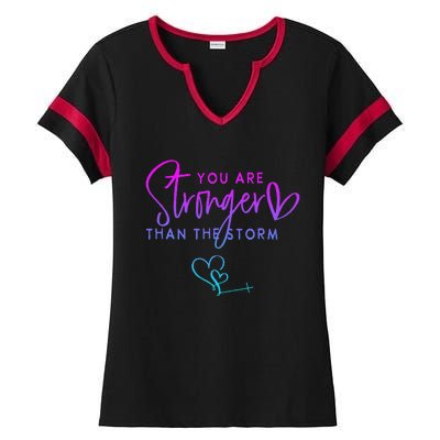 You Are Stronger Than The Storm Funny Christian Ladies Halftime Notch Neck Tee