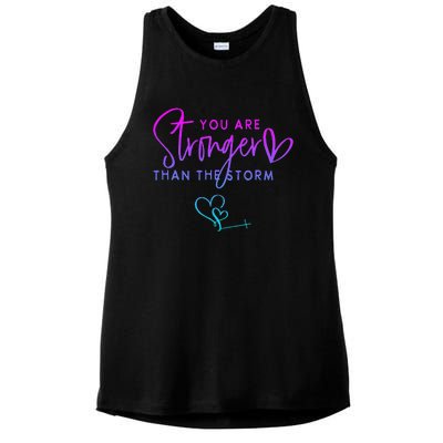 You Are Stronger Than The Storm Funny Christian Ladies PosiCharge Tri-Blend Wicking Tank