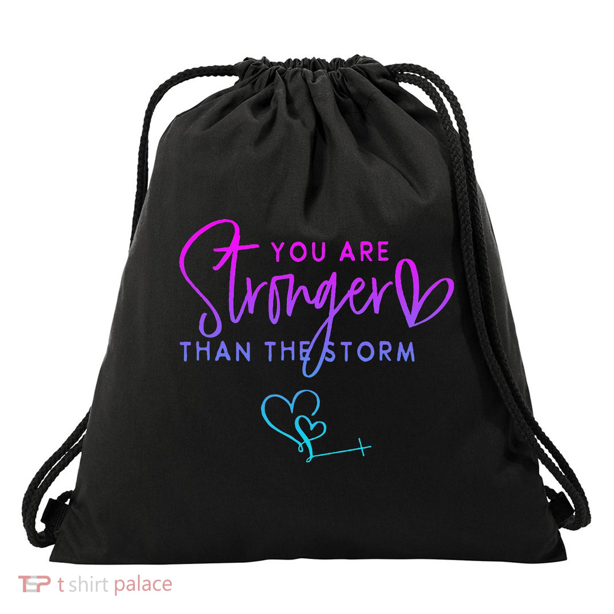 You Are Stronger Than The Storm Funny Christian Drawstring Bag