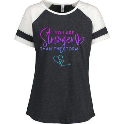 You Are Stronger Than The Storm Funny Christian Enza Ladies Jersey Colorblock Tee