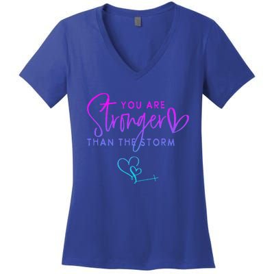 You Are Stronger Than The Storm Funny Christian Women's V-Neck T-Shirt