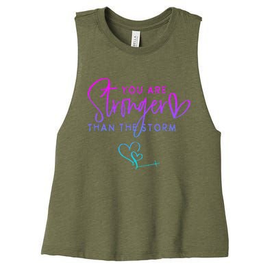 You Are Stronger Than The Storm Funny Christian Women's Racerback Cropped Tank