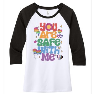 You Are Safe With Me Pride Ally Lgbt Lgbtq Pride Month Women's Tri-Blend 3/4-Sleeve Raglan Shirt