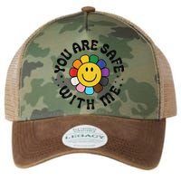 You Are Safe With Me Lgbtq Pride Ally Smile Face Back Legacy Tie Dye Trucker Hat