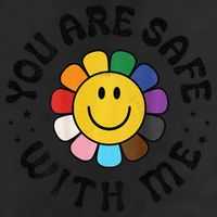 You Are Safe With Me Lgbtq Pride Ally Smile Face Back 7 Panel Mesh Trucker Snapback Hat