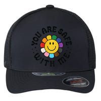 You Are Safe With Me Lgbtq Pride Ally Smile Face Back Flexfit Unipanel Trucker Cap