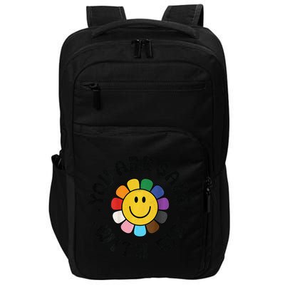 You Are Safe With Me Lgbtq Pride Ally Smile Face Back Impact Tech Backpack
