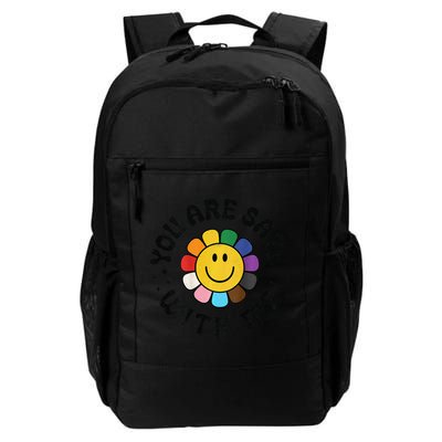 You Are Safe With Me Lgbtq Pride Ally Smile Face Back Backpack