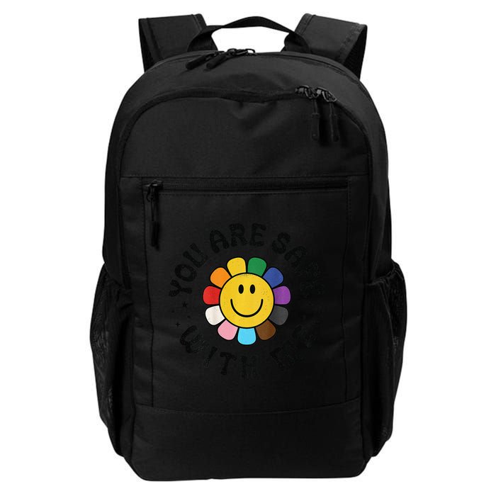 You Are Safe With Me Lgbtq Pride Ally Smile Face Back Backpack