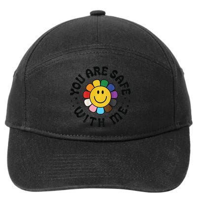 You Are Safe With Me Lgbtq Pride Ally Smile Face Back 7-Panel Snapback Hat