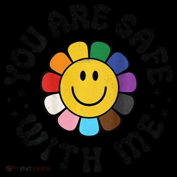 You Are Safe With Me Lgbtq Pride Ally Smile Face Back Sustainable Beanie