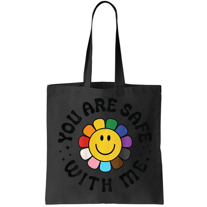 You Are Safe With Me Lgbtq Pride Ally Smile Face Back Bag