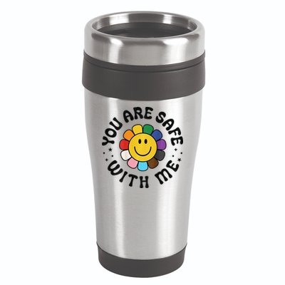 You Are Safe With Me Lgbtq Pride Ally Smile Face Back 16oz Travel Tumbler