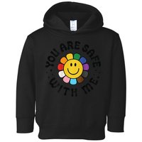You Are Safe With Me Lgbtq Pride Ally Smile Face Back Toddler Hoodie