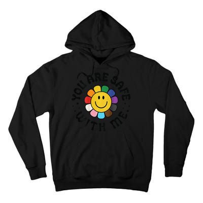 You Are Safe With Me Lgbtq Pride Ally Smile Face Back Tall Hoodie