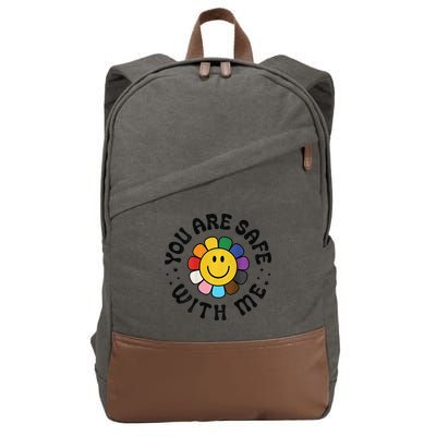 You Are Safe With Me Lgbtq Pride Ally Smile Face Back Cotton Canvas Backpack