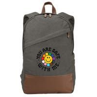 You Are Safe With Me Lgbtq Pride Ally Smile Face Back Cotton Canvas Backpack