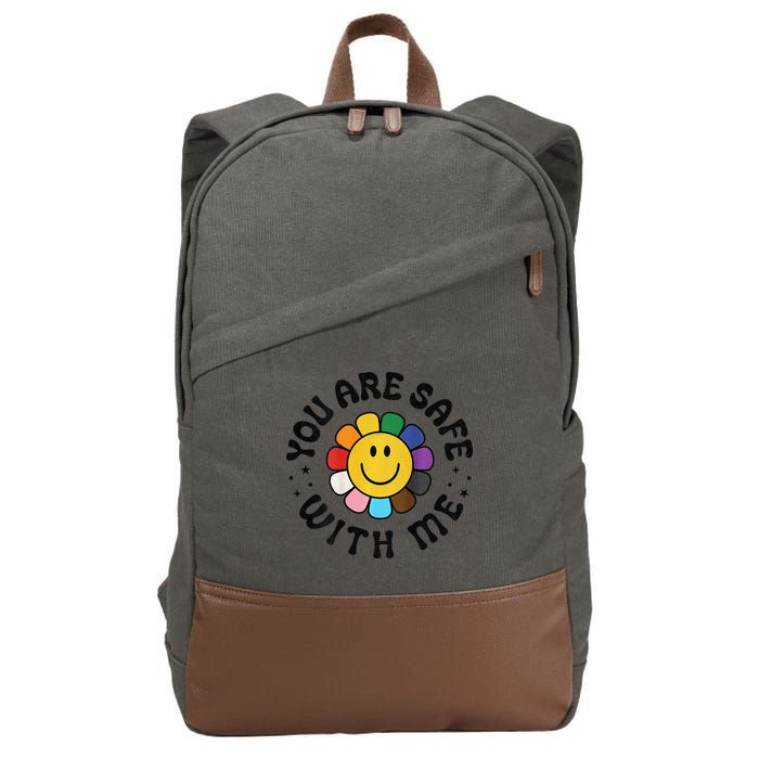 You Are Safe With Me Lgbtq Pride Ally Smile Face Back Cotton Canvas Backpack