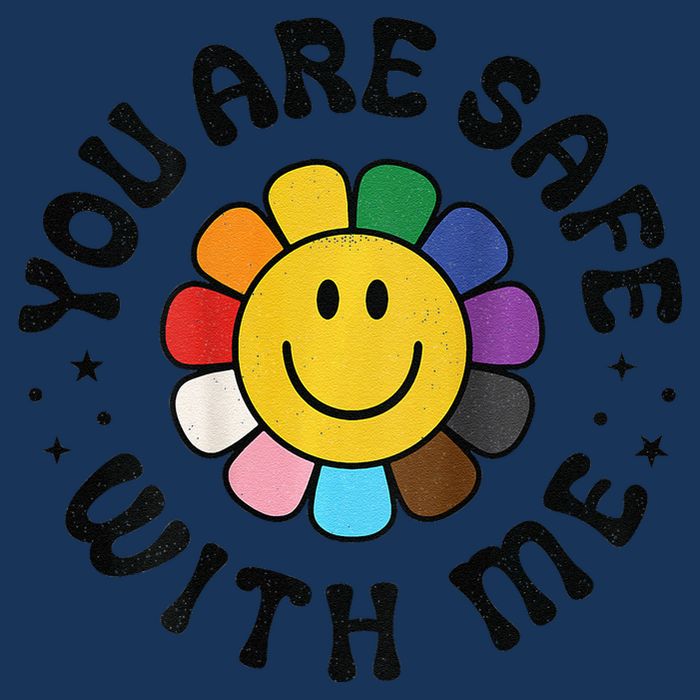 You Are Safe With Me Lgbtq Pride Ally Smile Face Back Infant Baby Jersey Bodysuit