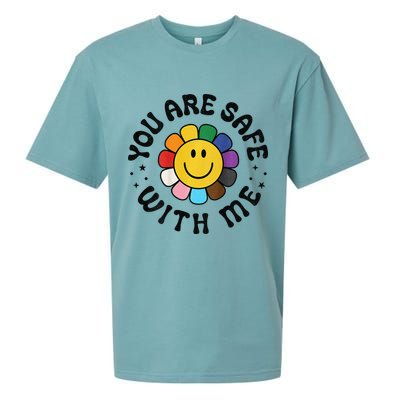 You Are Safe With Me Lgbtq Pride Ally Smile Face Back Sueded Cloud Jersey T-Shirt