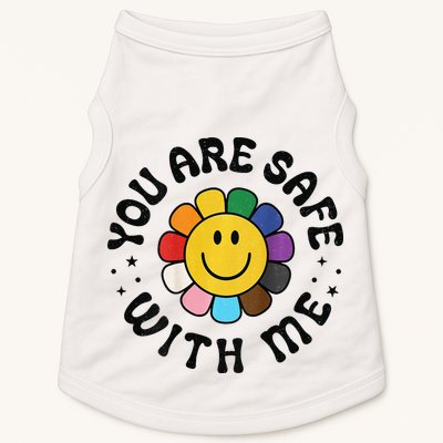 You Are Safe With Me Lgbtq Pride Ally Smile Face Back Doggie Tank
