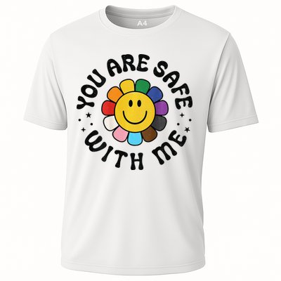 You Are Safe With Me Lgbtq Pride Ally Smile Face Back Performance Shirt