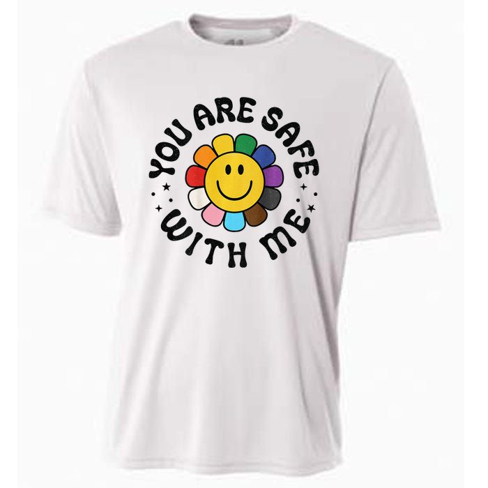 You Are Safe With Me Lgbtq Pride Ally Smile Face Back Cooling Performance Crew T-Shirt