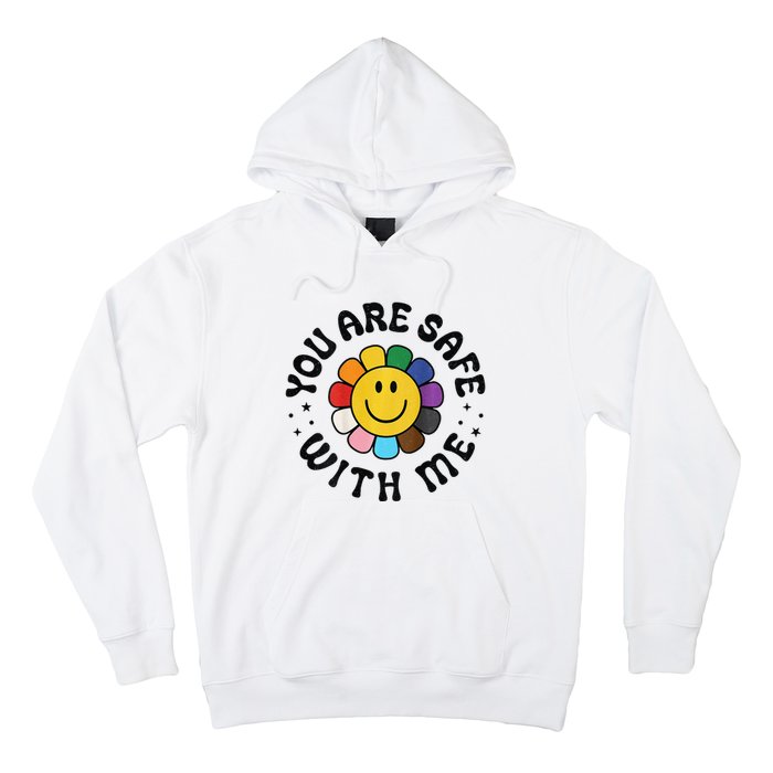 You Are Safe With Me Lgbtq Pride Ally Smile Face Back Hoodie