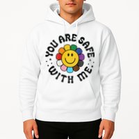 You Are Safe With Me Lgbtq Pride Ally Smile Face Back Hoodie
