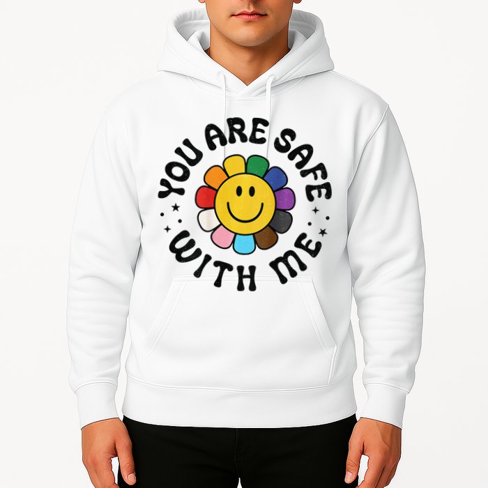 You Are Safe With Me Lgbtq Pride Ally Smile Face Back Hoodie