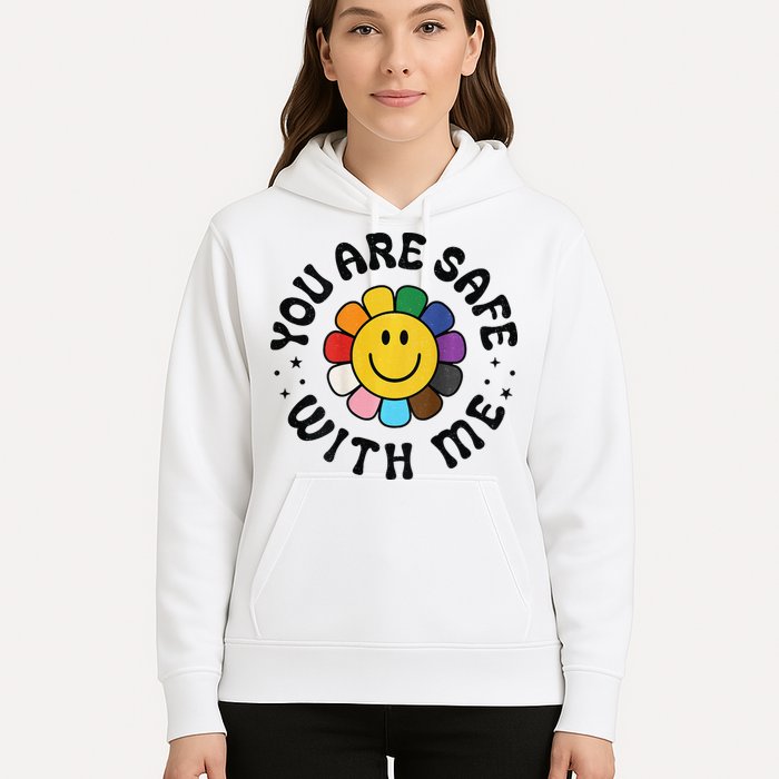 You Are Safe With Me Lgbtq Pride Ally Smile Face Back Hoodie