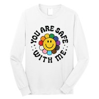 You Are Safe With Me Lgbtq Pride Ally Smile Face Back Long Sleeve Shirt