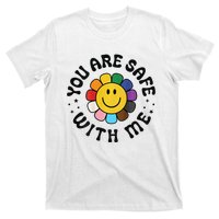 You Are Safe With Me Lgbtq Pride Ally Smile Face Back T-Shirt