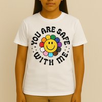 You Are Safe With Me Lgbtq Pride Ally Smile Face Back T-Shirt