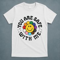You Are Safe With Me Lgbtq Pride Ally Smile Face Back T-Shirt