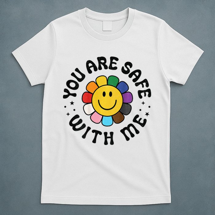 You Are Safe With Me Lgbtq Pride Ally Smile Face Back T-Shirt