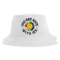 You Are Safe With Me Lgbtq Pride Ally Smile Face Back Sustainable Bucket Hat
