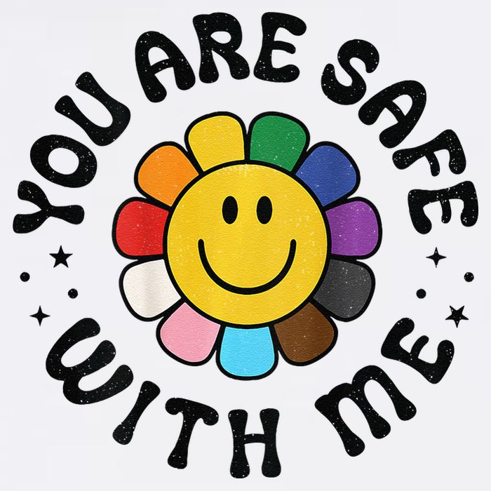 You Are Safe With Me Lgbtq Pride Ally Smile Face Back Button