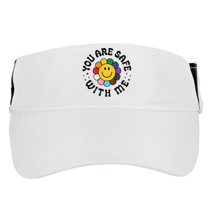 You Are Safe With Me Lgbtq Pride Ally Smile Face Back Adult Drive Performance Visor