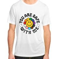 You Are Safe With Me Lgbtq Pride Ally Smile Face Back Adult ChromaSoft Performance T-Shirt