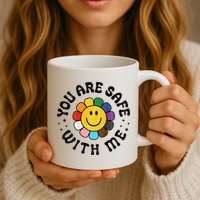 You Are Safe With Me Lgbtq Pride Ally Smile Face Back Mug