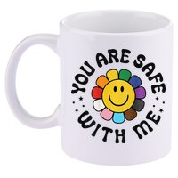 You Are Safe With Me Lgbtq Pride Ally Smile Face Back 11oz C Handle Ceramic Mug
