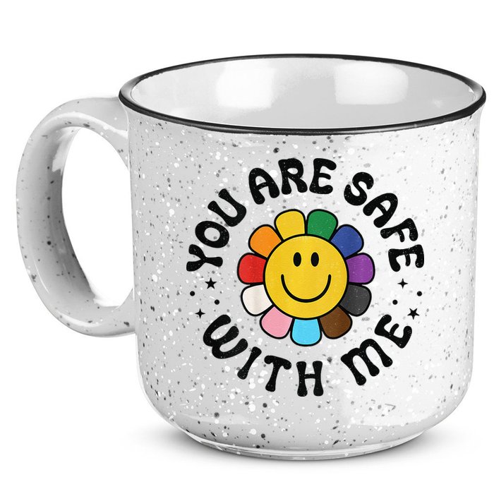 You Are Safe With Me Lgbtq Pride Ally Smile Face Back 15oz Campfire Ceramic Mug