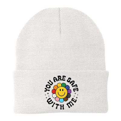 You Are Safe With Me Lgbtq Pride Ally Smile Face Back Beanie