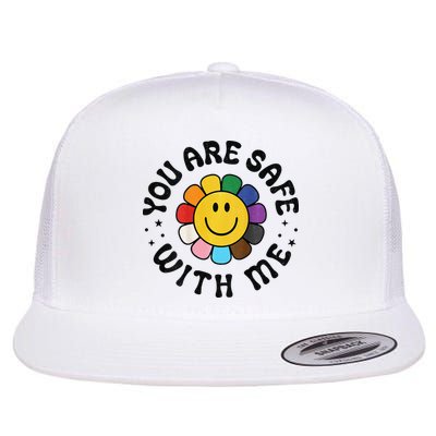 You Are Safe With Me Lgbtq Pride Ally Smile Face Back Flatbill Hat