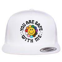 You Are Safe With Me Lgbtq Pride Ally Smile Face Back Flat Bill Trucker Hat
