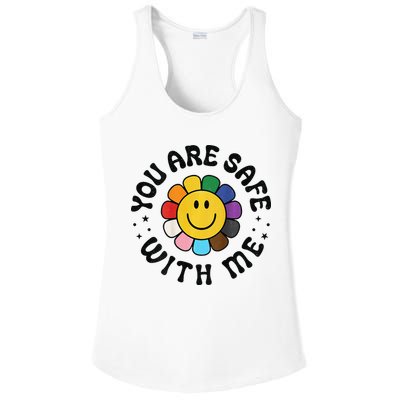 You Are Safe With Me Lgbtq Pride Ally Smile Face Back Ladies PosiCharge Competitor Racerback Tank
