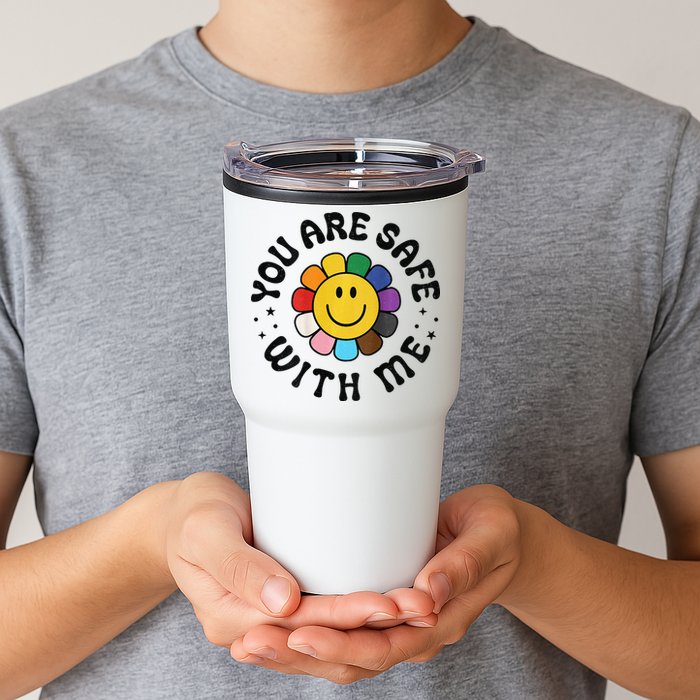 You Are Safe With Me Lgbtq Pride Ally Smile Face Back Tumbler