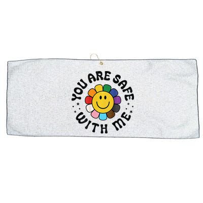 You Are Safe With Me Lgbtq Pride Ally Smile Face Back Large Microfiber Waffle Golf Towel