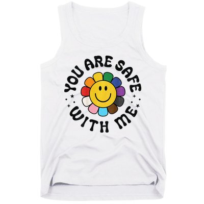 You Are Safe With Me Lgbtq Pride Ally Smile Face Back Tank Top